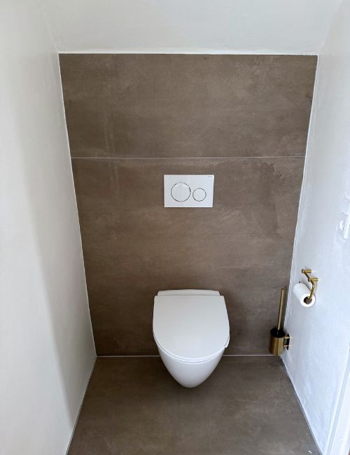 Fliser lille badeværelse - toilet med skjult cisterne - lille badeværelse inspiration